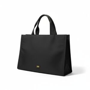 Frances Valentine The Kate Tote Bag Black Woven Nylon Boxy Top Handle Minimalist